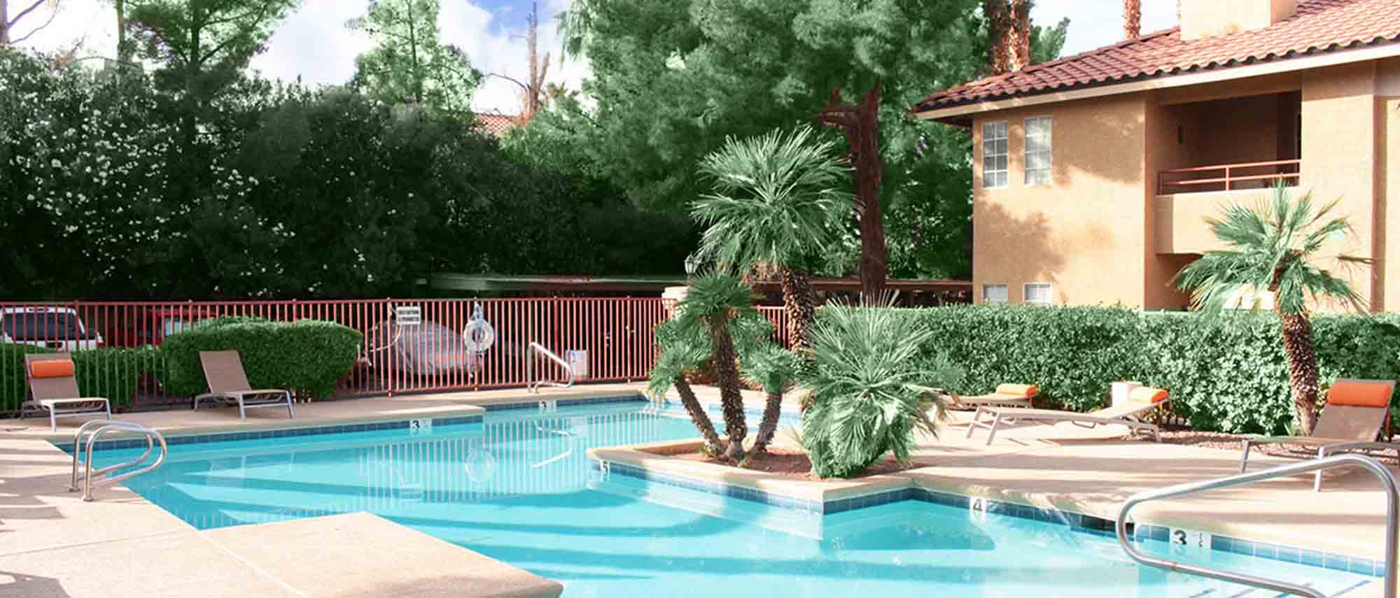 This image shows a different view of swimming pool of Ciel Apartments